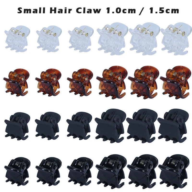 NovaHair Small Hair Claw Clips 1.5cm Assorted Black Brown Transparent Mini Claws For Kids And Women Secure Hold