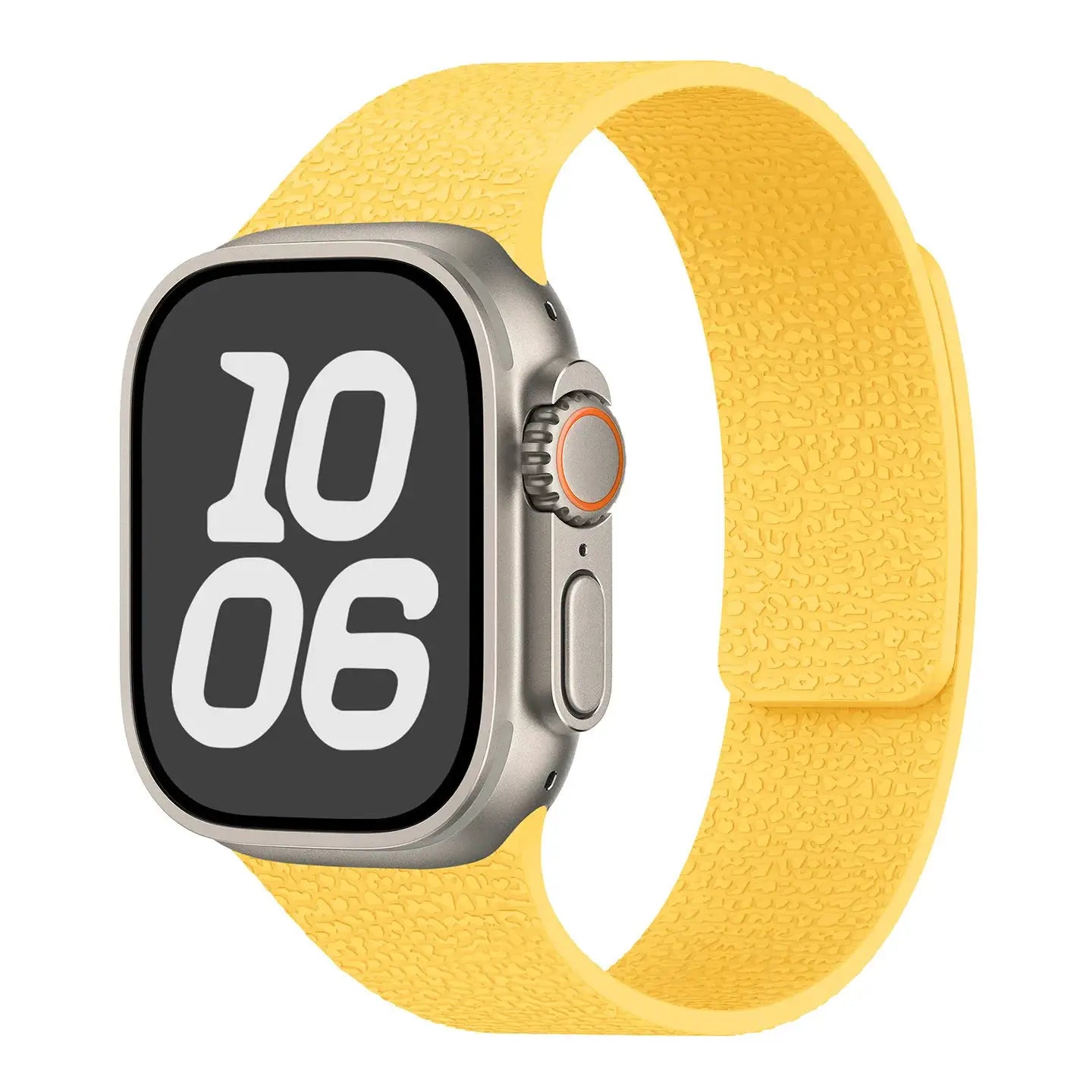 Simples Market silicone magnetic Apple Watch strap in yellow for 40–49mm sizes.