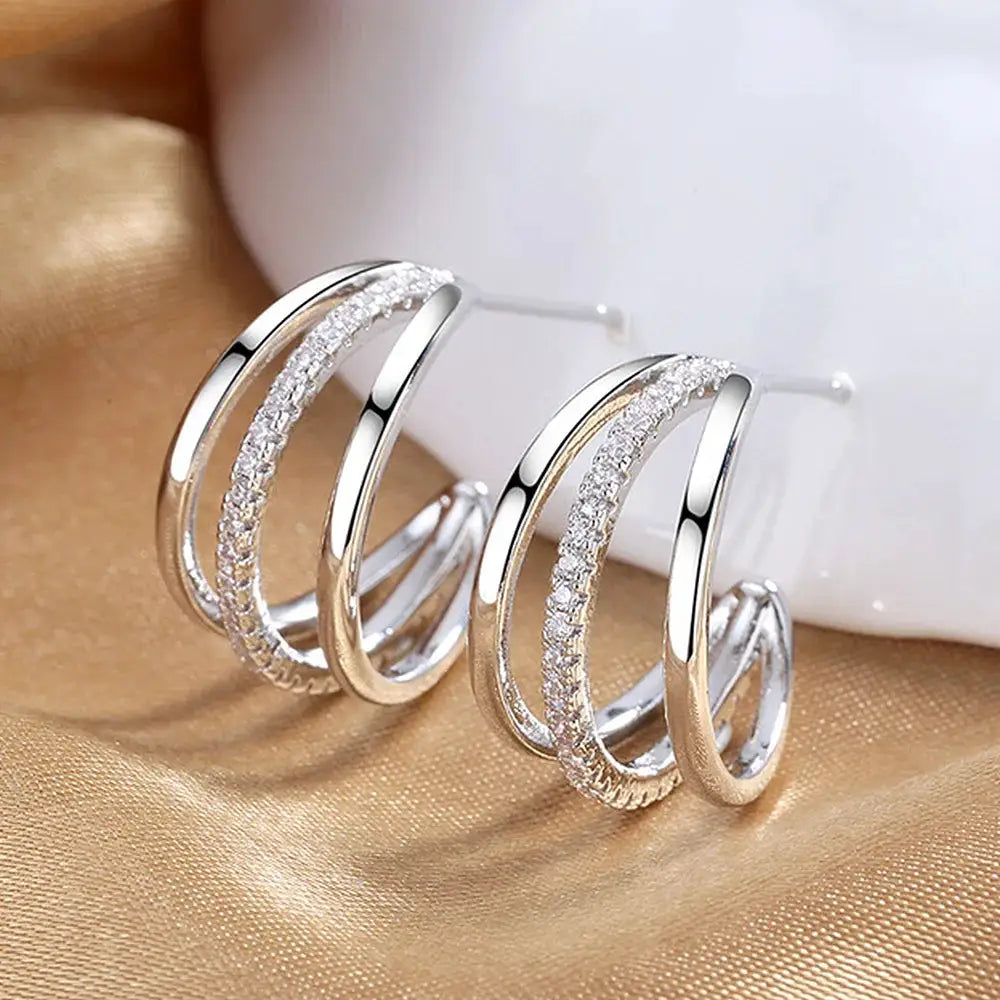 Huitan Silver Claw Stud Earrings With Crystal AAA CZ Stone Modern Design Fashion Accessories For Women 2022 Jewelry