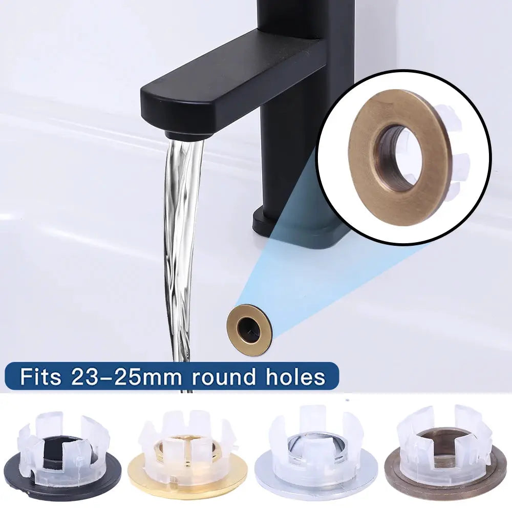 AquaGuard Round Overflow Hole Cover for Sink and Basin Fits 23mm to 25mm Diameters Minimalist Trim