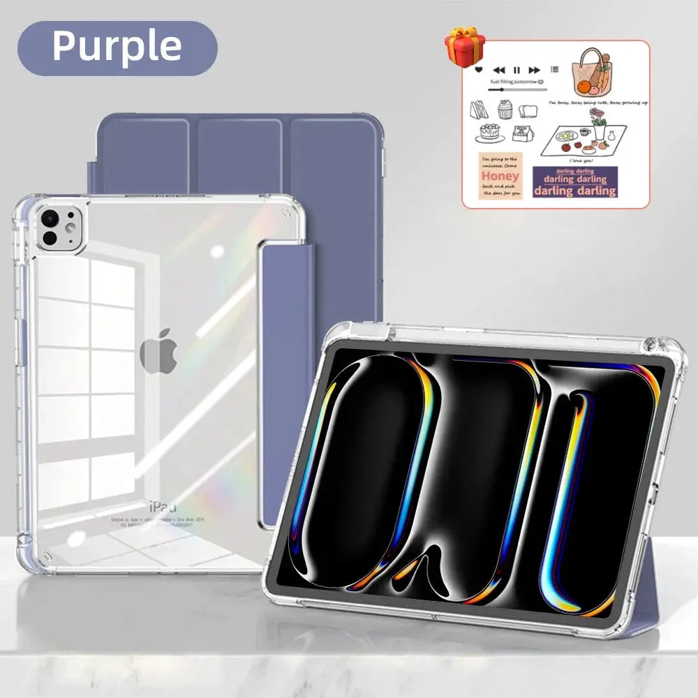 CrystalView Pro iPad Case Transparent Shockproof Back Cover for All iPad Pro Air Mini 2025 Models