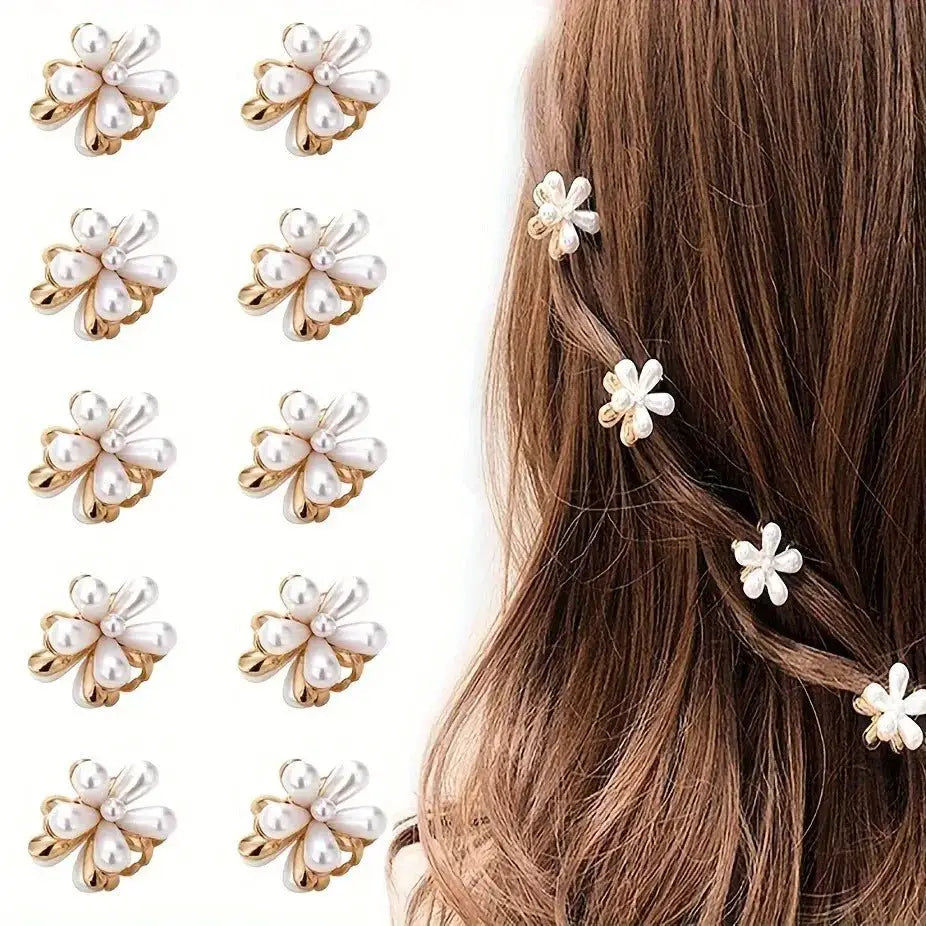 Flower Pearl Mini Hair Grab Clips - Simples Market