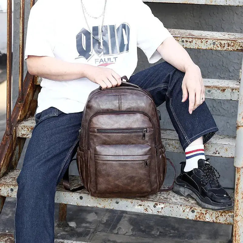 Professional USB Charging PU Leather Backpack - Simples Market