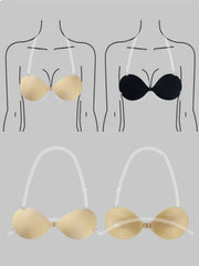 Invisible Stick-On Lift Bra by Simples Market, strapless seamless push-up, beige & black (2-pack)