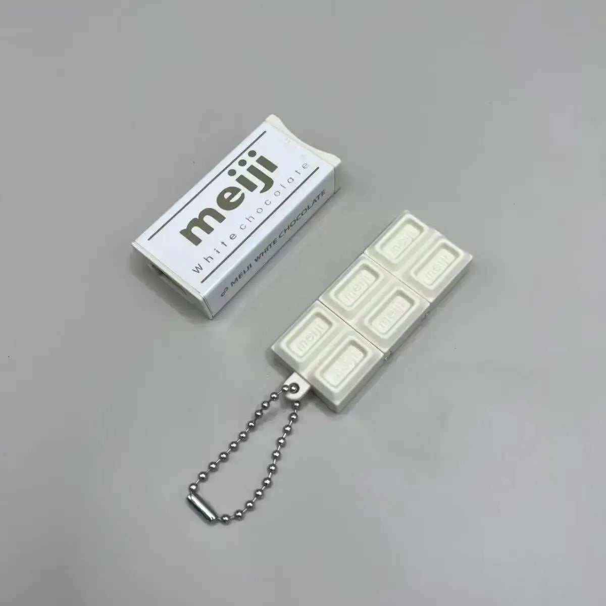 Hot Japanese Style Simulated Meiji Chocolate Fidget Toy Bendable Snap Stress Relief Keychain Pendant Gift