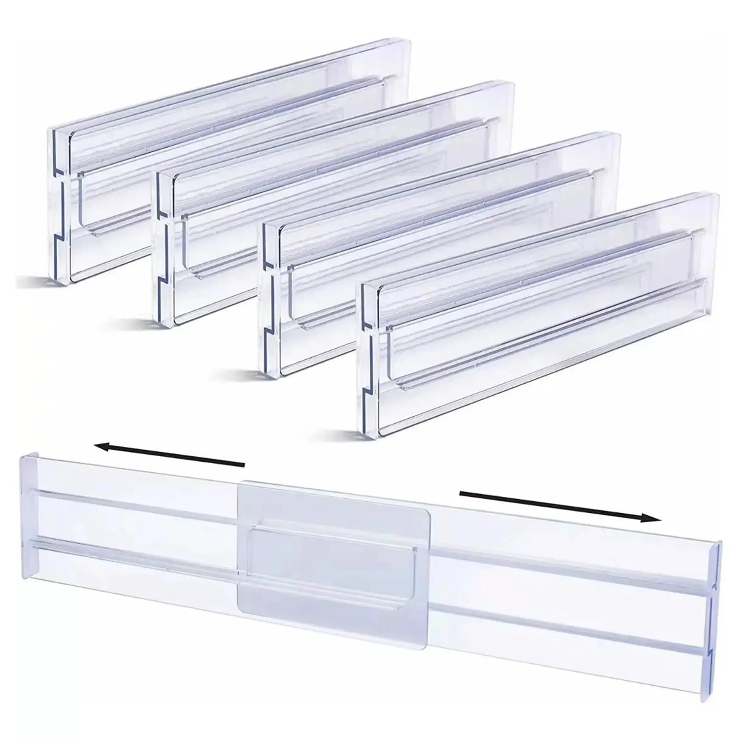 Drawer divider set by Simples Market, 4-pack, clear expandable plastic organizers