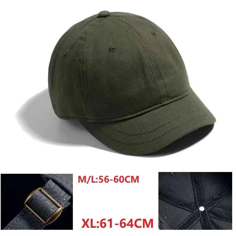Big Head Hat Back Closed 5cm Short Brim Baseball Cap For Men Mesh Fitted Stretchy Full Closed Caps 56-60cm 61-65cm