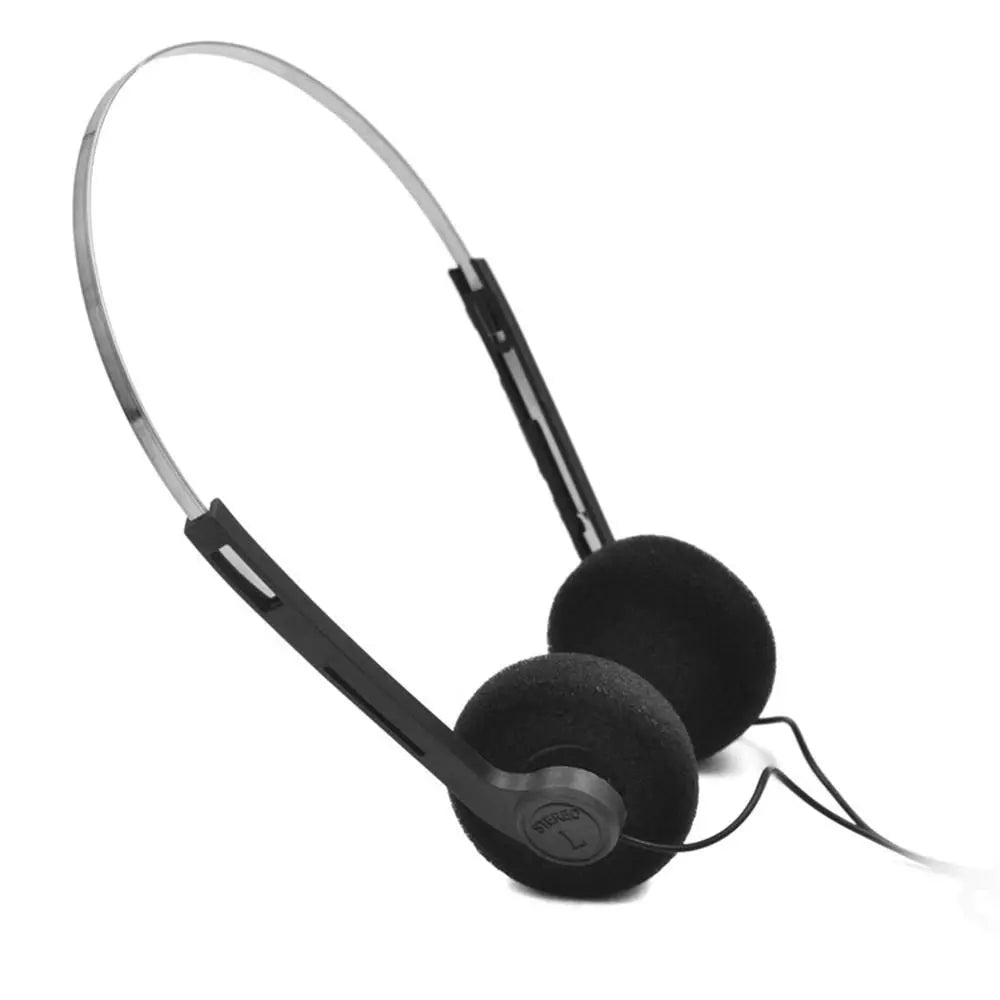 Simples Market on-ear wired stereo headphones, black with adjustable headband and 3.5mm plug