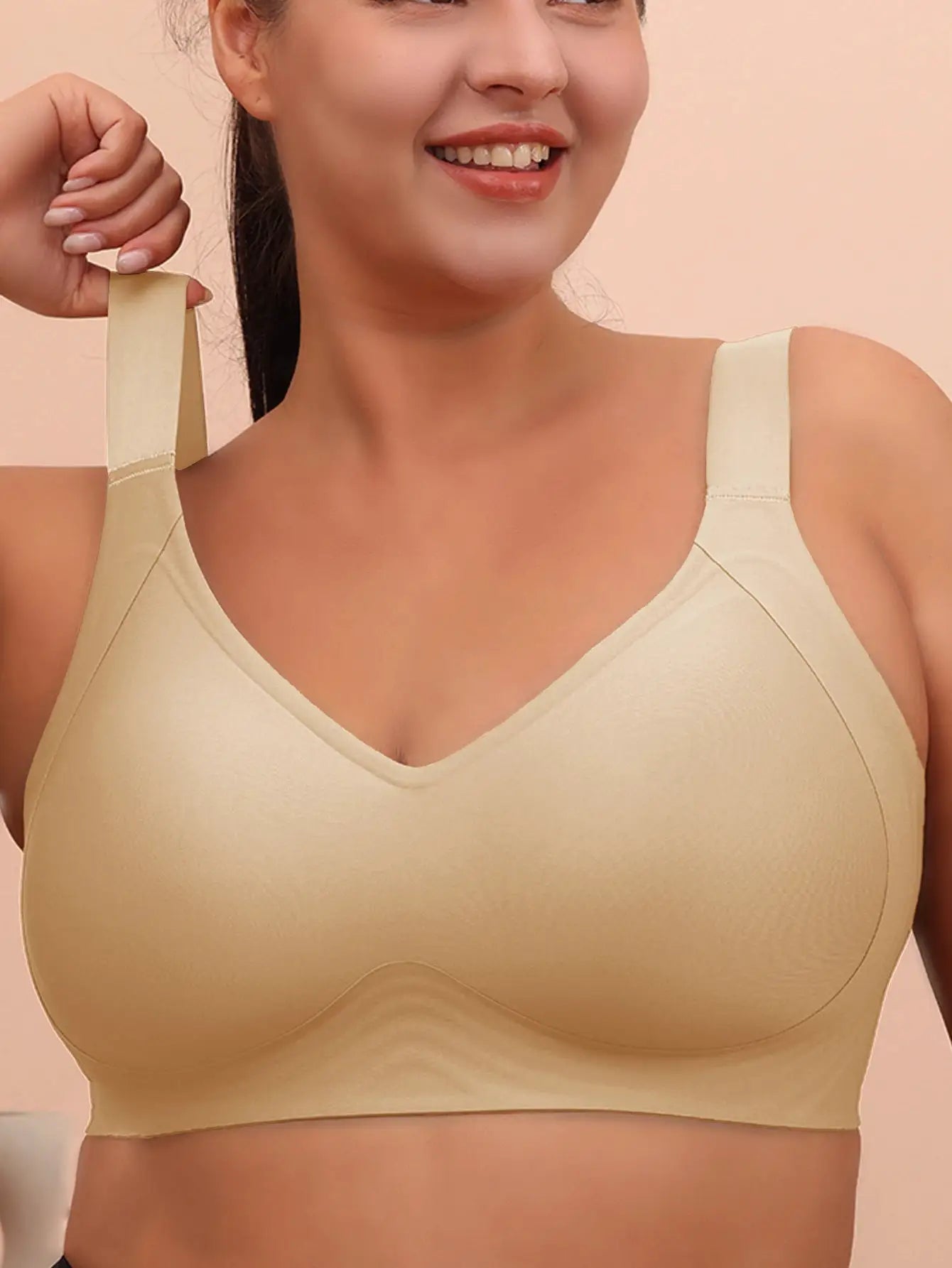 Sleeping bra by Simples Market, beige wireless seamless plus-size 6XL