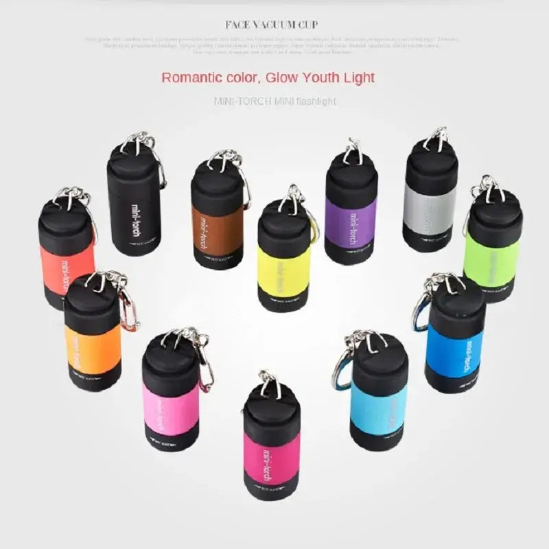 LED mini pocket flashlight USB rechargeable keychain, assorted colors
