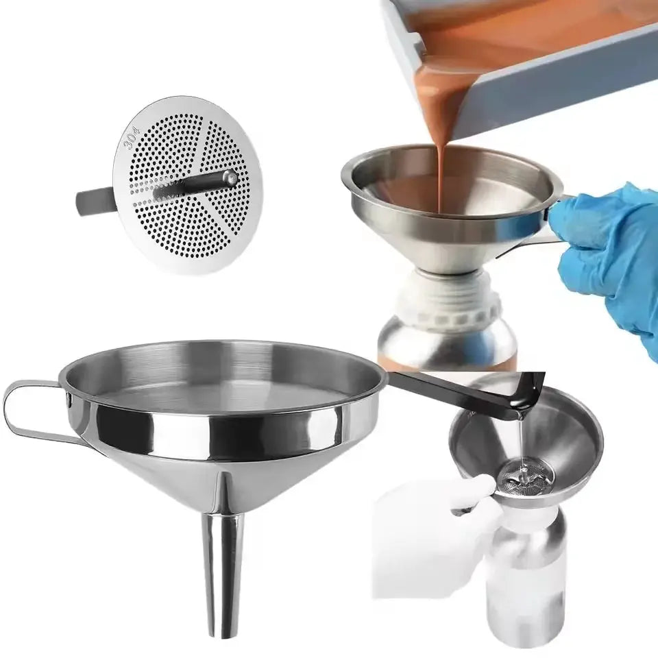 304 Stainless Steel Kitchen Funnel With Strainer Small Oil Filter For Bottles And Liquids