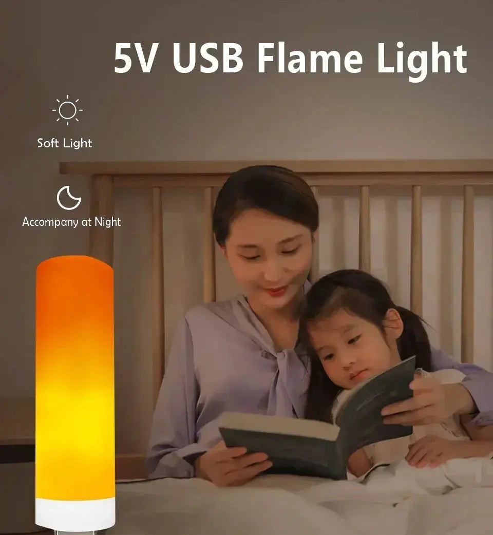 Simples Market USB LED Flame Light, 5V cylindrical lamp with orange–yellow gradient for ambient home decor
