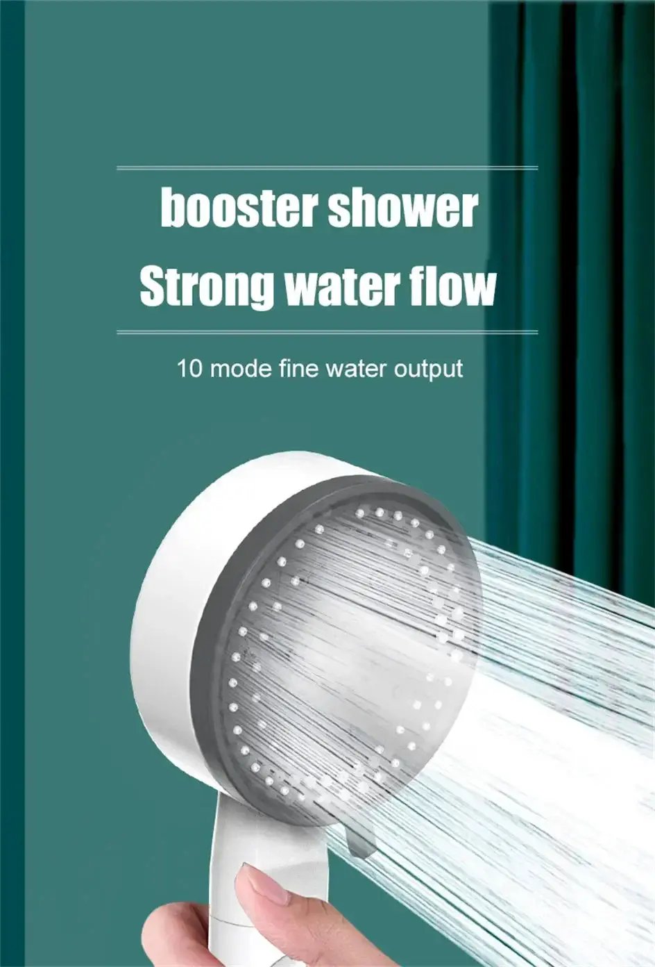 Simples Market handheld showerhead, white, 10-mode high-pressure spray