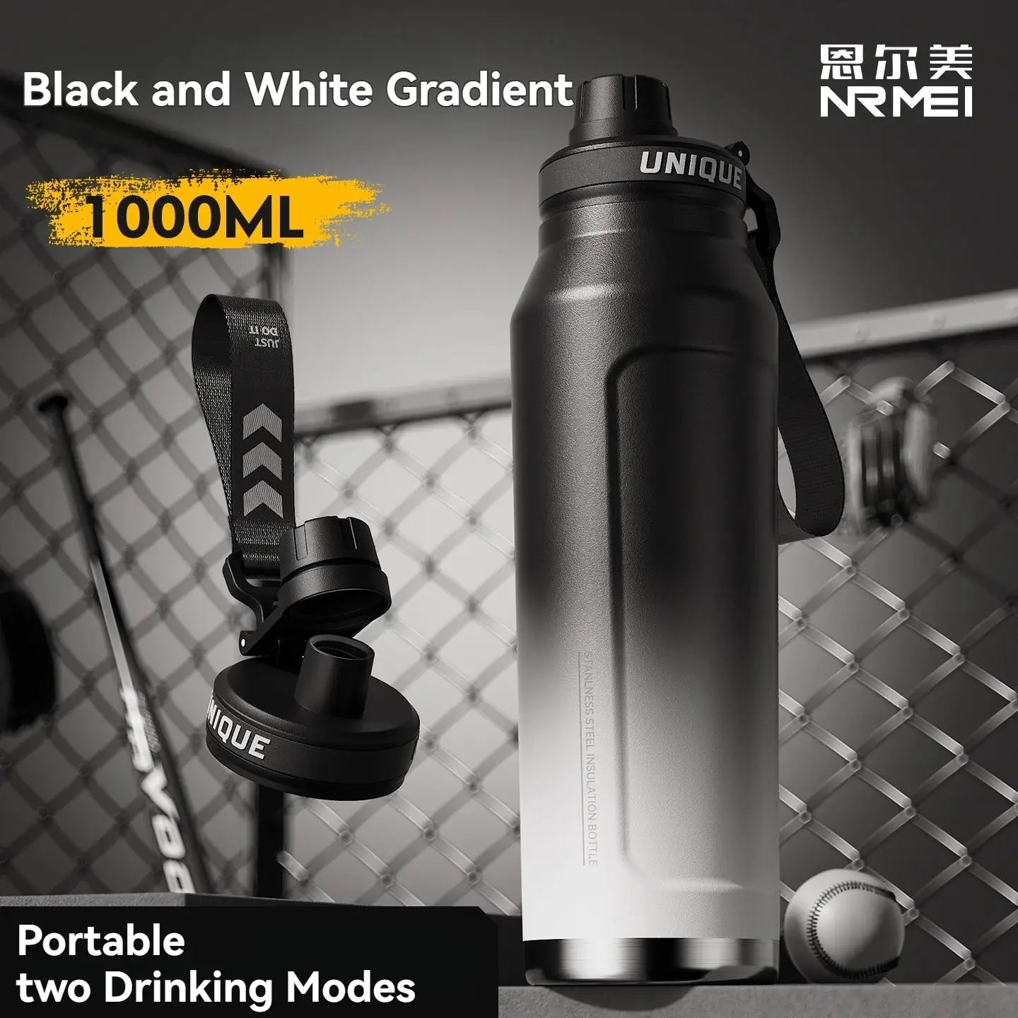 1L Insulated Stainless Steel Water Bottle Vacuum Flask With Handle