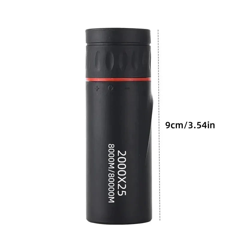 Monocular telescope 2000X25, black compact handheld with red ring by Simples Market for outdoor birdwatching