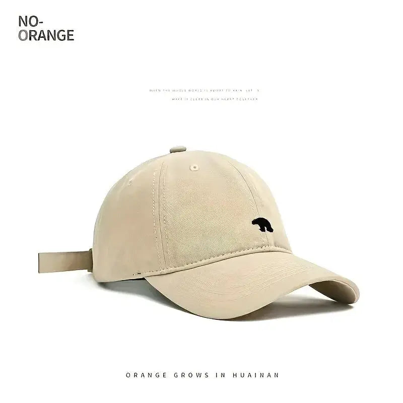 Bear Embroidered Baseball Cap Sun Protective Breathable Cotton Adjustable Unisex Casual Hat