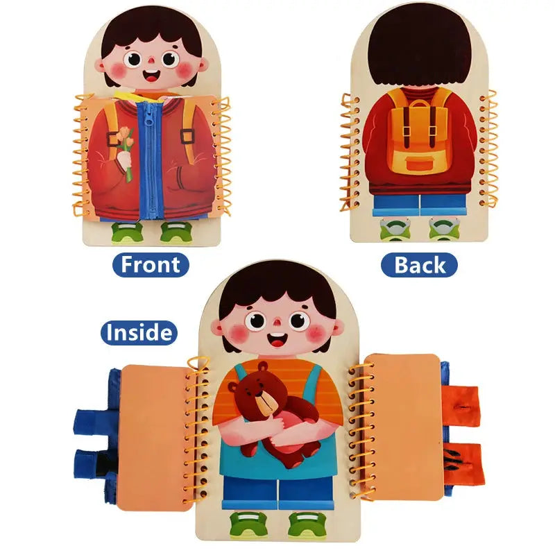 Multi Layer Wooden Busy Board For Children Montessori Early Education Toddlers Quiet Books Sensory Toy Dressing Practice