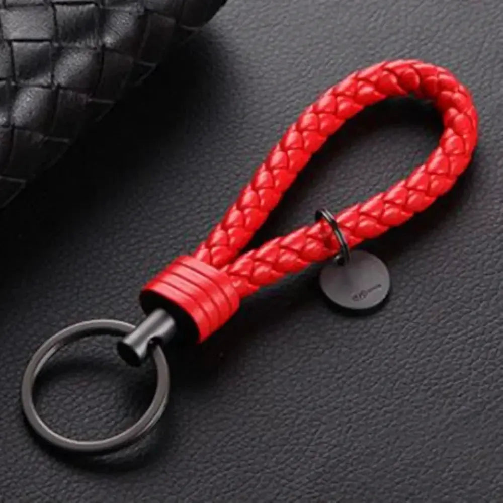 PU Leather Braided Woven Rope Keychain DIY Bag Pendant Key Ring Holder Unisex Gift Jewelry