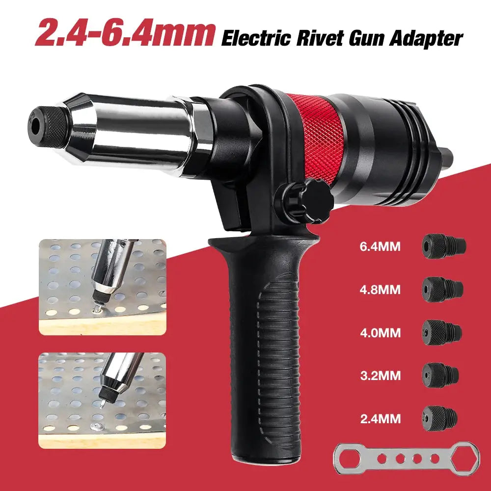 Cordless Drill Rivet Nut Tool Converter Adapter for 2.4mm 3.2mm 4.0mm 4.8mm 6.4mm Nut Inserts DIY Woodworking Metal Auto