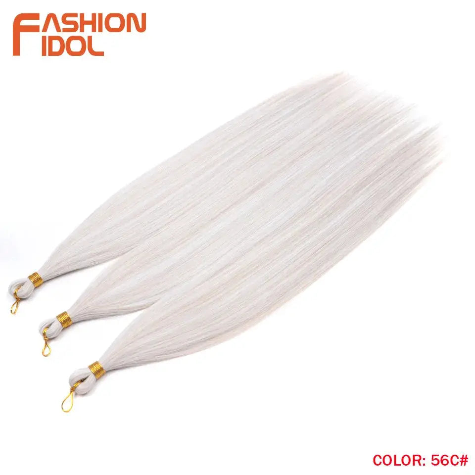 3pcs Ariel straight pony hair crochet braid extensions, 28in, ombre silver grey, synthetic hair by Simples Market