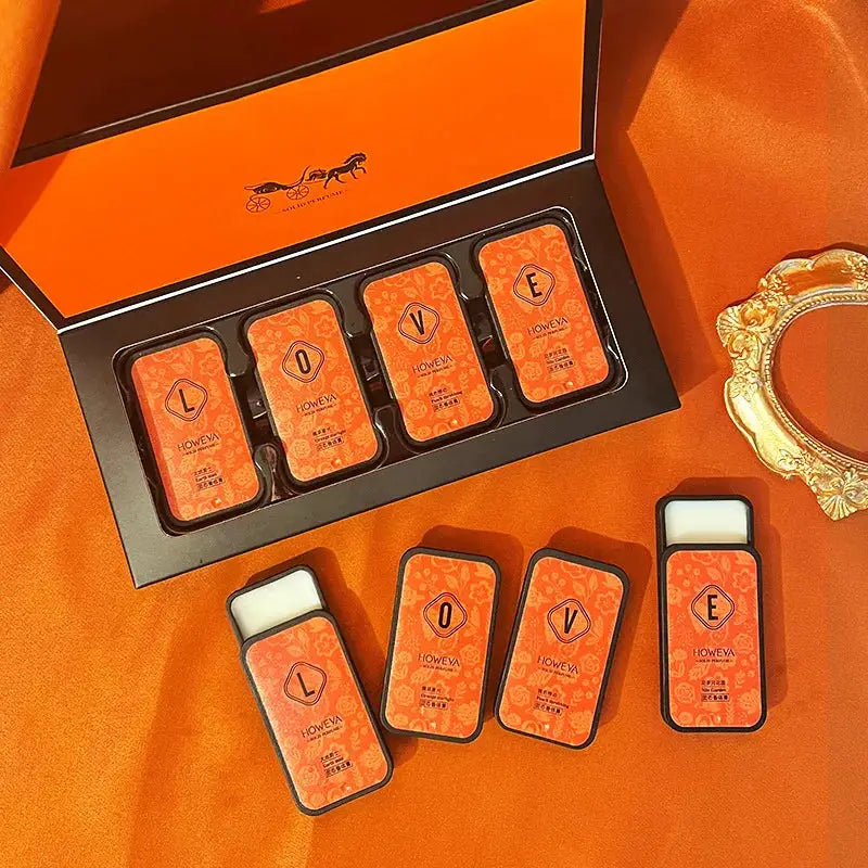 4 Piece Solid Perfume Set Floral and Fruity Scents Long Lasting Light Portable Gift Idea