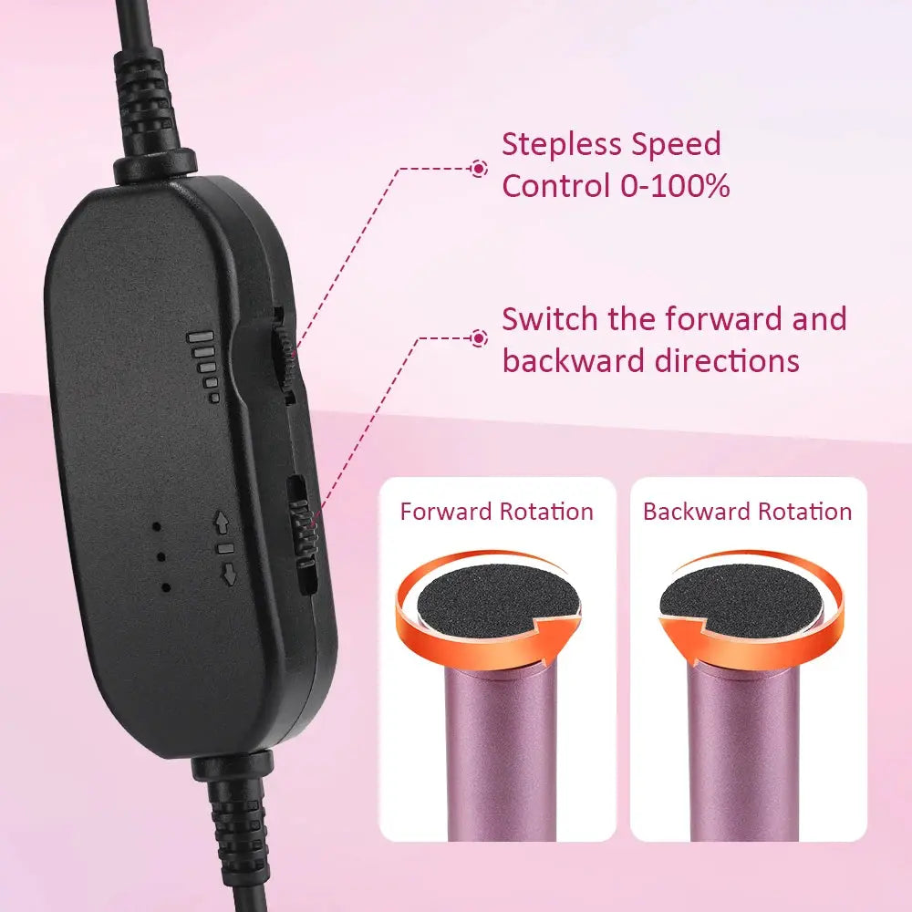 Simples Market electric foot callus remover, black handheld pedicure tool with forward/backward rotation and sandpaper