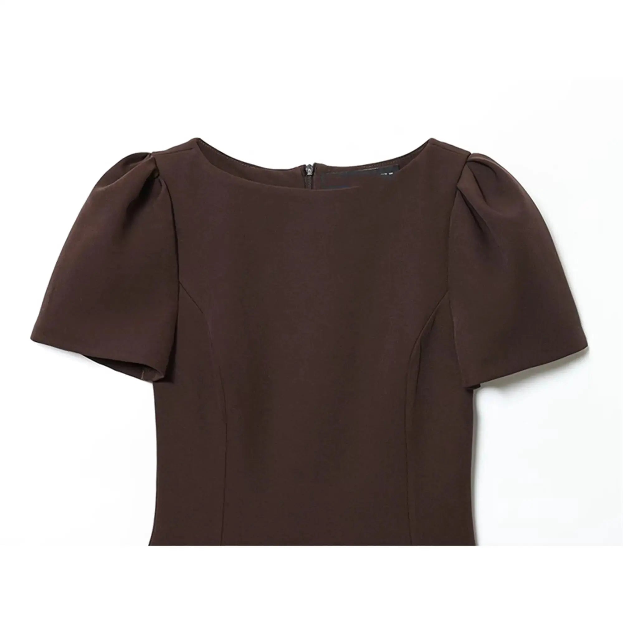 TFMLN Elegant Women Short Sleeve Mini Dress Slim Fit High Waist Solid