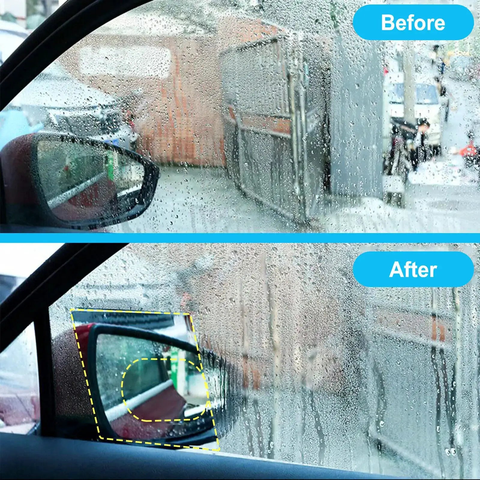 ClearGuard Rearview Mirror Film Kit With Nano Coating For Anti Fog Anti Glare Rainproof Waterproof Protection
