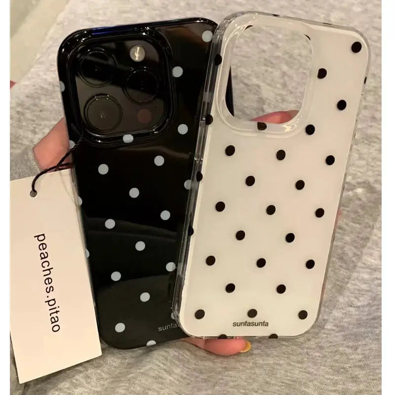 PolkaGuard Polka Dot Phone Case Shockproof Minimalist Silicone Back Cover for IPhone 11 12 13 14 15 16 17 Pro Max Mini