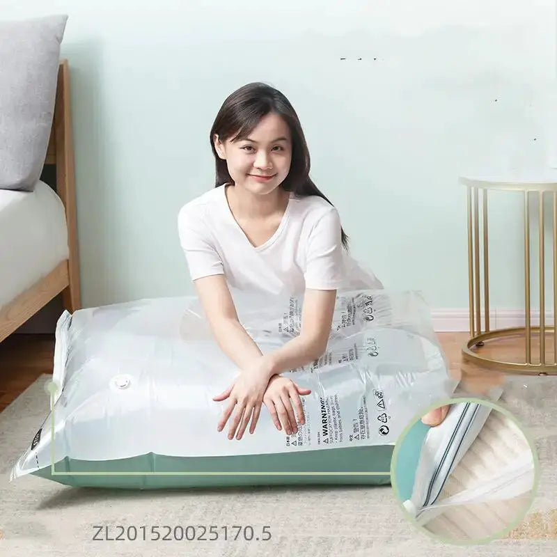 Large No Pump Vacuum Storage Bags For Clothes And Blankets Compression Bags With Travel Accessories And Rapid Exhaust Moisture Proof