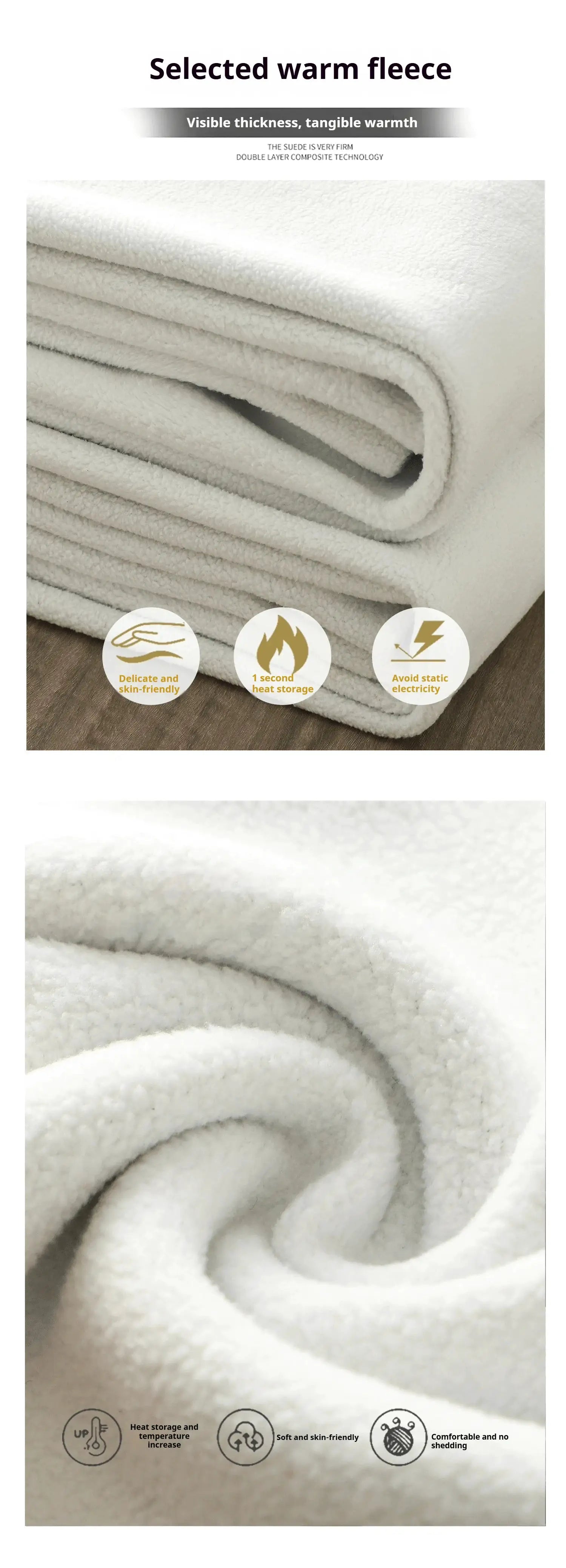 DUKEEN warm fleece fabric by Simples Market; soft white heavyweight fleece with skin-friendly warmth