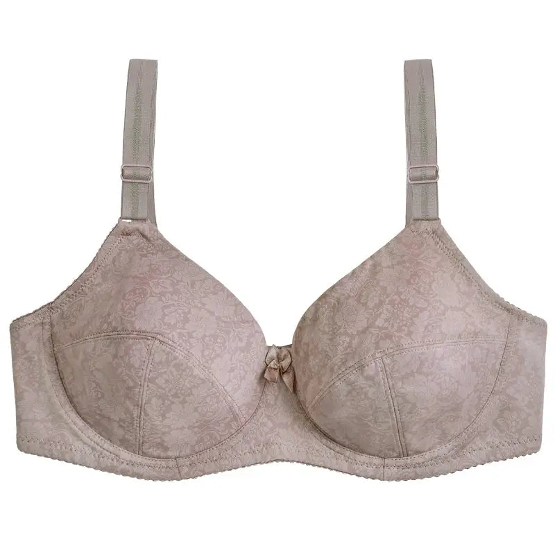 Simples Market lace beige DEF cup bra with floral pattern and adjustable straps