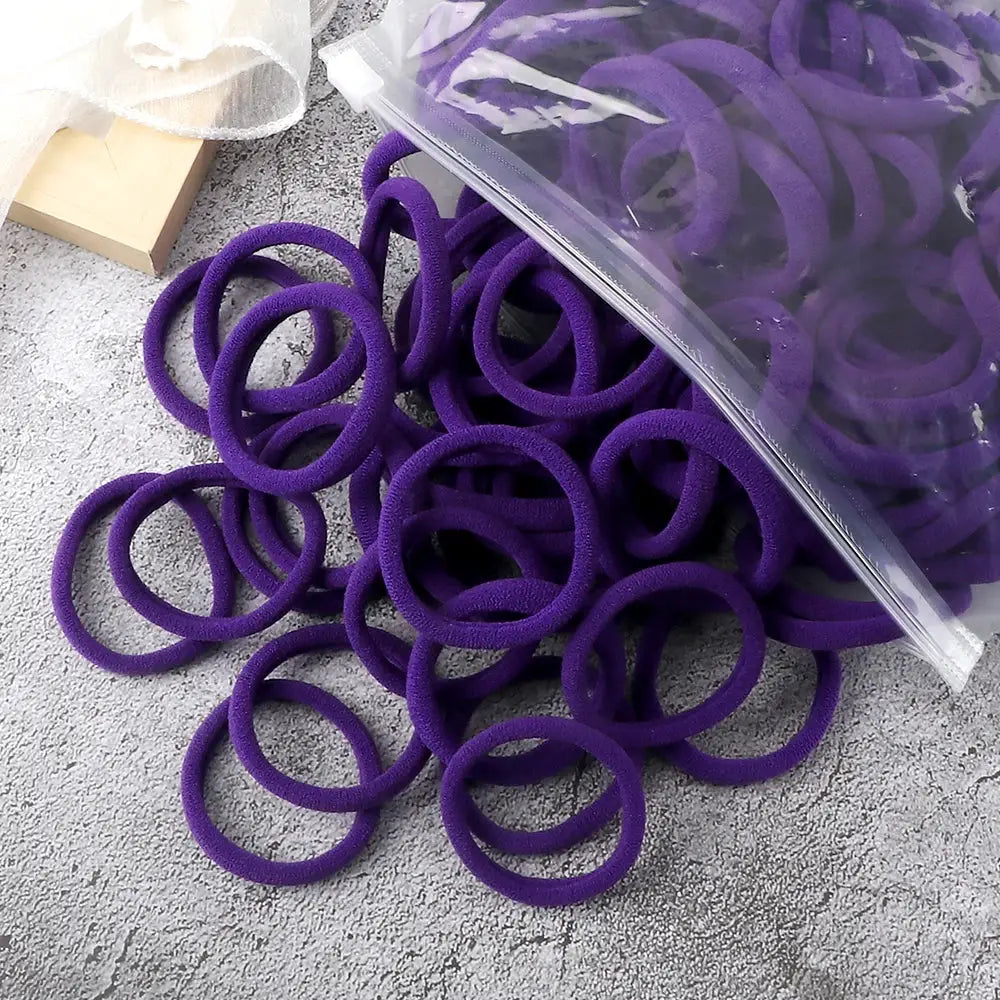 NovaHair 50 Pcs Mixed Colors Hair Bands 4 Cm Elastic Hair Ties Ponytail Holders Gentle Hold For Everyday Ponytails