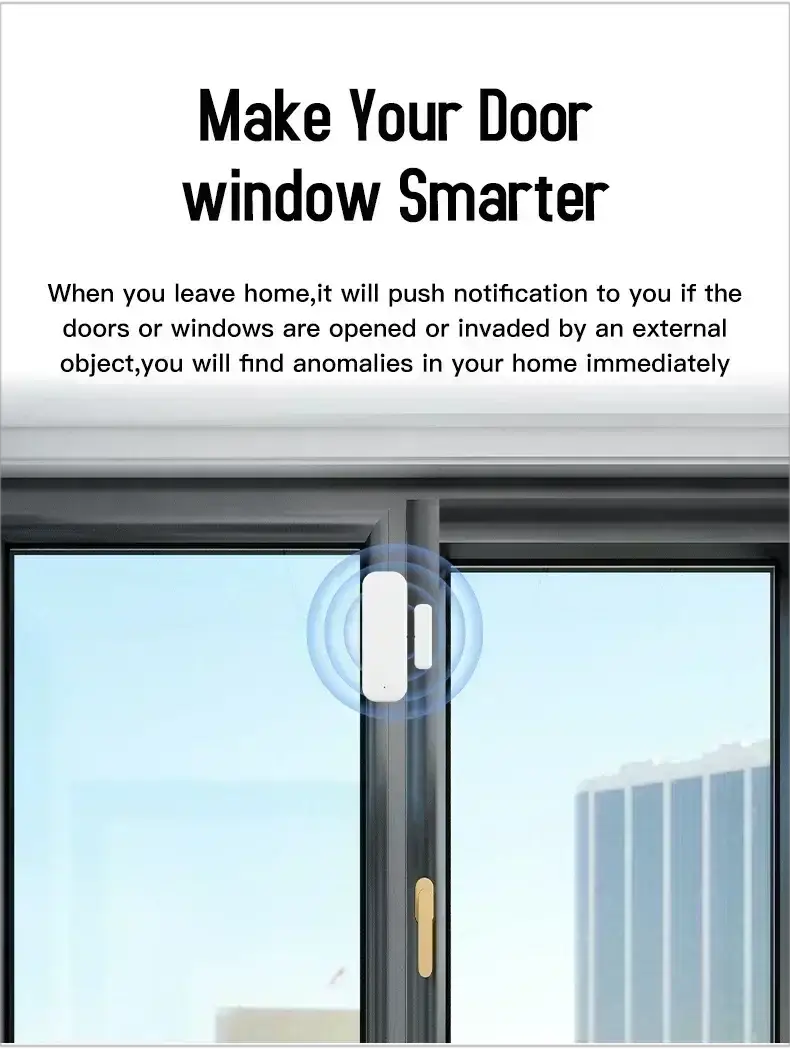 Simples Market Tuya WiFi Zigbee door/window contact sensor, white two-piece set for smart home.