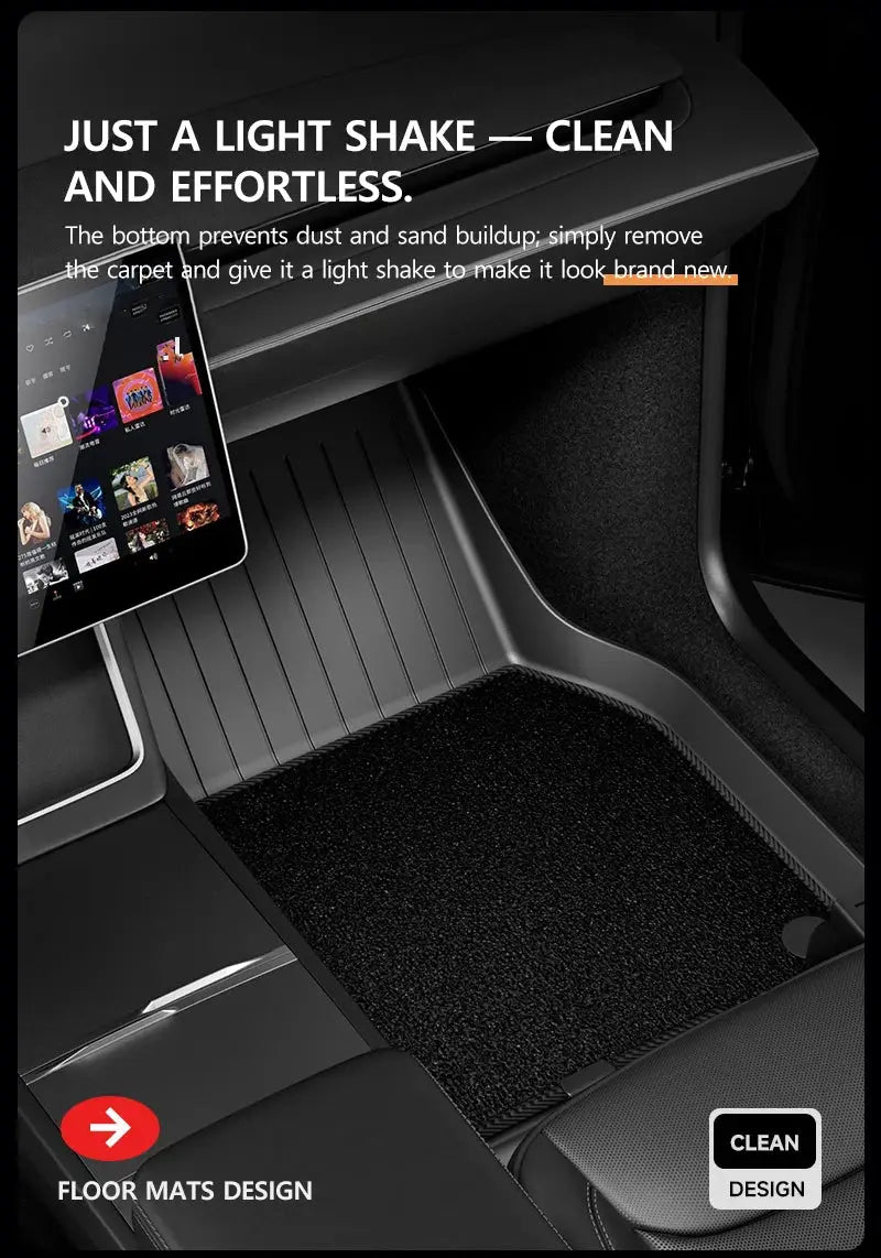 All-weather floor mats for Tesla Model Y/Model 3, black TPE cargo and cabin mats