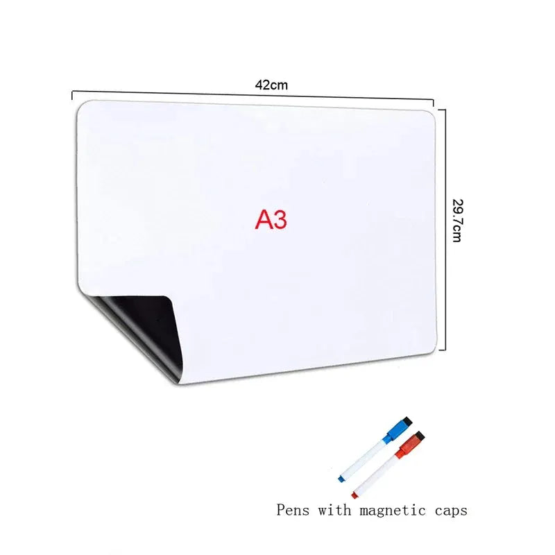 Flexible Magnetic Whiteboard Stickers A3 And A4 With Erasable Markers Refrigerator Memo Board For Kitchen Grocery List