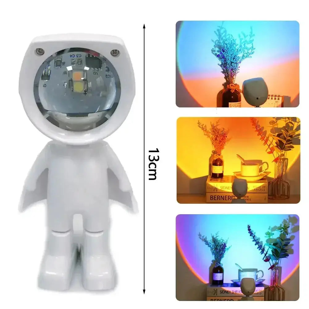Rechargeable Astronaut Robot Rainbow Projection Lamp For Bedside Decor
