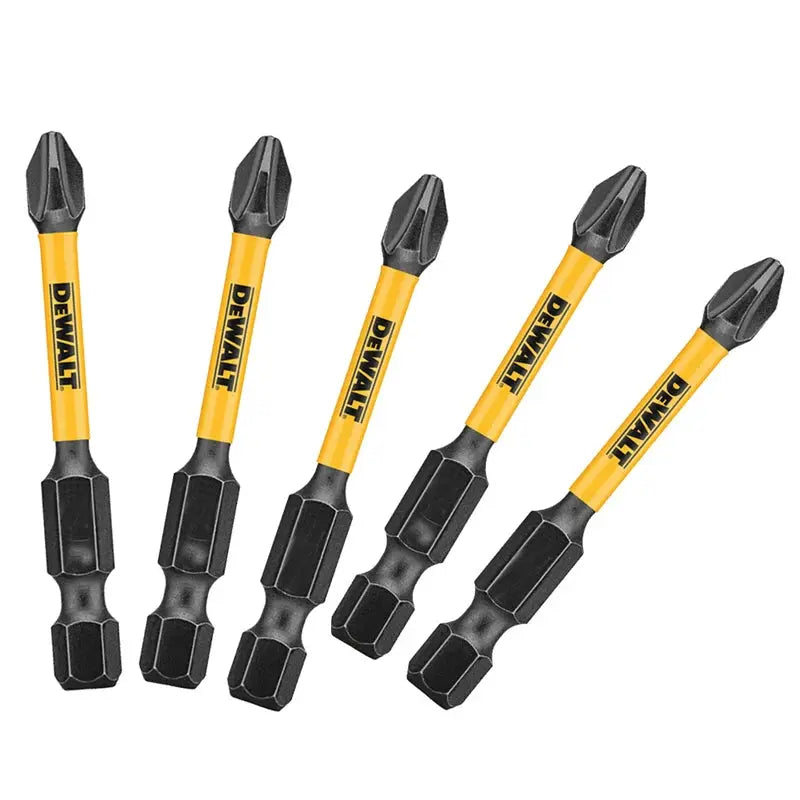 DEWALT PH2 57mm Impact Driver Bits 5-Pack High Speed Steel Power Drive Tools For Professionals And DIY