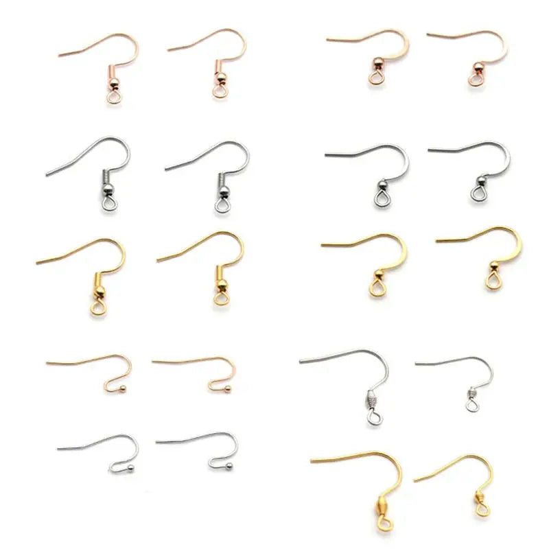 Earwire hooks by Simples Market, 50pcs stainless steel with gold/rose gold/silver finishes for DIY earrings