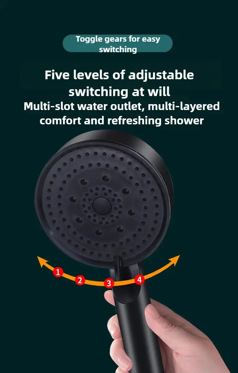 Simples Market black 5-mode adjustable shower head with high-pressure water-saving design for a spa-like water massage