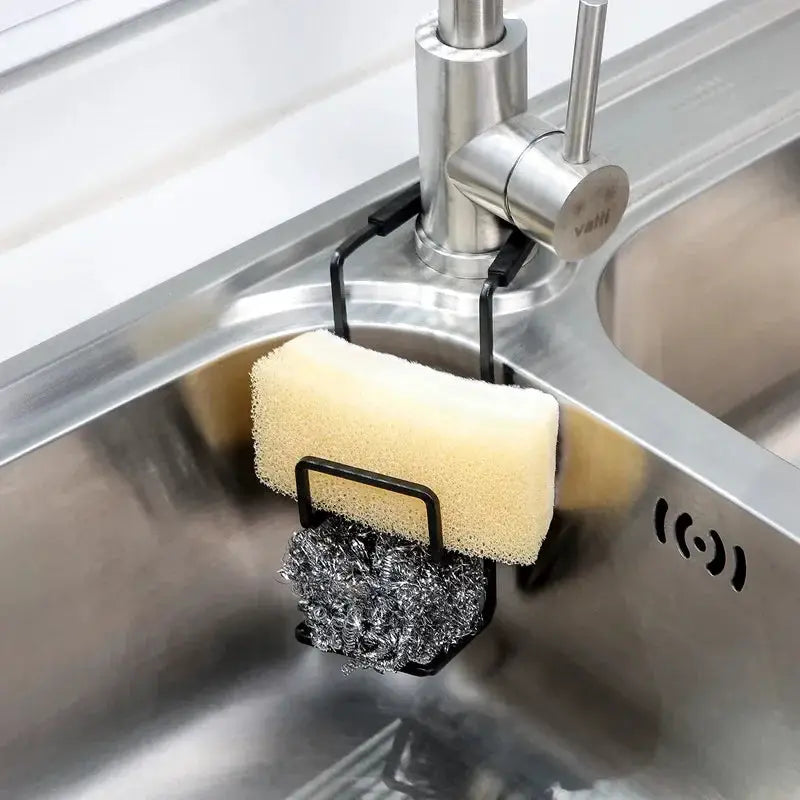 Metal Kitchen Sink Drying Holder Rack With Wall Sucker Sponge Storage Soap Stand And Dish Cloth Organizer