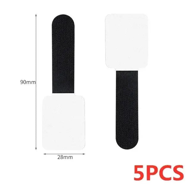 Cable organizer ties by Simples Market, 5-pack nylon, black straps with white tabs, 90mm long