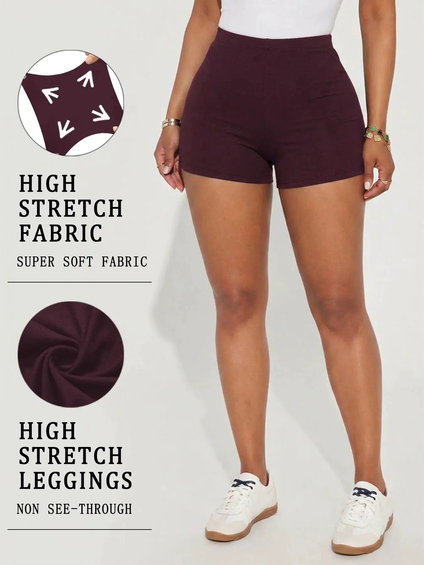 Simples Market high-stretch women's biker shorts in burgundy, super soft fabric for yoga and workouts
