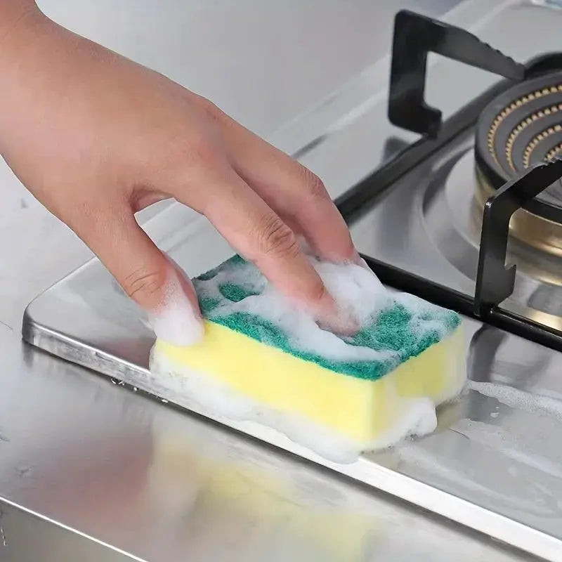 20Pcs double-sided kitchen sponge scrub pads by Simples Market; yellow sponge, green scouring side