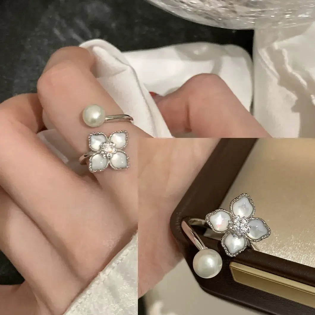 925 Sterling Silver Love Heart Ring With Hanadama Pearl For Women Gift Jewelry Birthday
