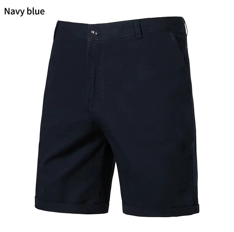 Men's navy blue golf shorts by Simples Market, lightweight quick-dry flat-front with four pockets