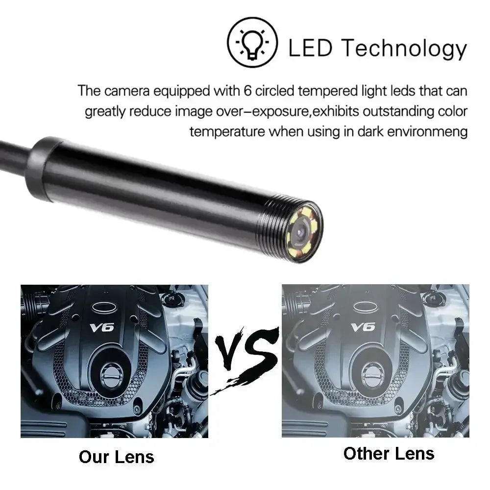 Dual Lens Endoscope Camera 7.0mm IP67 Waterproof Borescope With Adjustable LED Lighting For Android And PC USB Type C