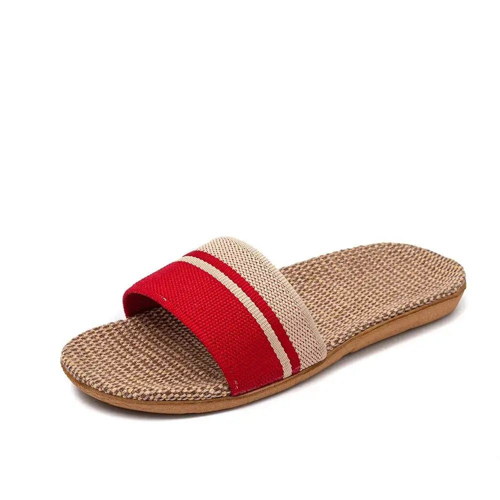 Summer Women Slippers Anti Slip Indoor Linen Lightweight Home Shoes Soft Hemp Upper EVA Outsole