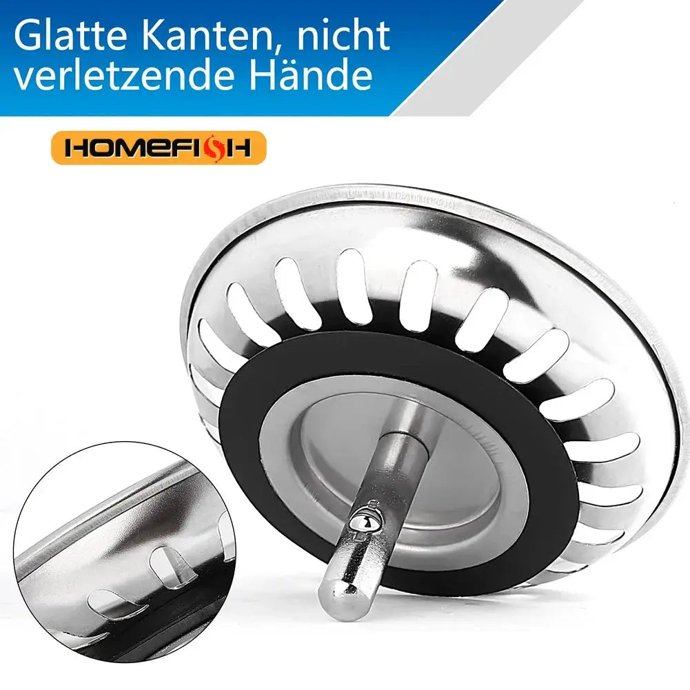 Premium Stainless Steel Kitchen Sink Strainer Waste Plug Replacement Basin Drain Filter 80mm 82mm 84mm with Fixing Pin