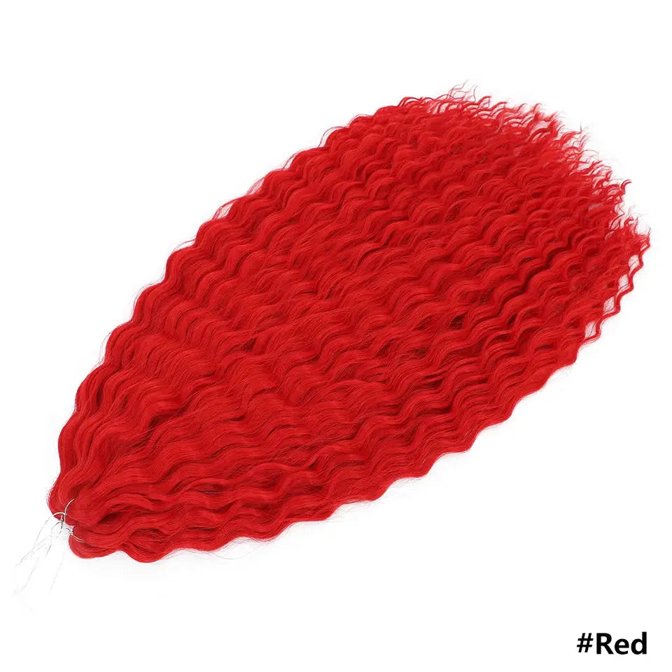 Ariel Curls crochet hair extensions in bright red synthetic with wavy water-wave texture